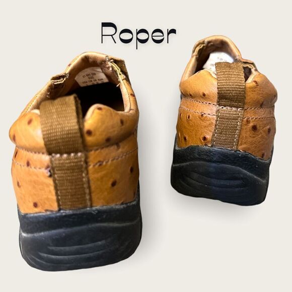 Roper Leather Ostrich Print Shoes Size 8 - Picture 6 of 12
